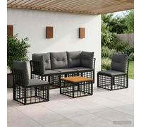 vidaXL Set di divani da esterno 6 pz Nero e Grigio scuro Poliestere