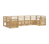 vidaXL Set di divani da esterno 7 pcs Bianco 304 x 128,5 x 73 cm, Divano moderno in legno di acacia, resistente set lounge da giardino, arredo modulare per patio e bordo piscina