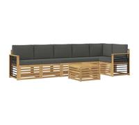 vidaXL Set di divani da esterno 7 pcs Bianco e Antracite, Divano da giardino, set moderno per esterni, sofà modulari, relax a tavola, ensemble in legno per patio