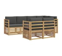 vidaXL Set di divani da esterno 7 pcs Bianco e Antracite, Divano Sezionale Moderno da Giardino, Lounge Esterno, Set Soggiorno Comodo per Terrazza e Patio
