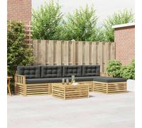 vidaXL Set di divani da esterno 7 pcs Bianco e Antracite Poliestere
