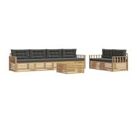 vidaXL Set di divani da esterno 7 pcs Bianco e Antracite Poliestere, Divano da giardino, moderno e resistente, set per relax all'aperto, comfort per il tuo patio