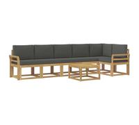 vidaXL Set di divani da esterno 7 pcs Bianco e Antracite Poliestere, Set da giardino, divano moderno all'aperto, sezionale resistente, mobili in legno di acacia, posti a bordo piscina