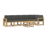 vidaXL Set di divani da esterno 7 pcs Bianco e Antracite Poliestere, Set da giardino, divano moderno all'aperto, sezionale resistente, mobili in legno di acacia, posti a bordo piscina