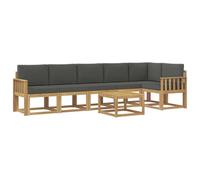 vidaXL Set di divani da esterno 7 pcs Bianco e Antracite Poliestere, Set da giardino, divano moderno all'aperto, sezionale resistente, mobili in legno di acacia, posti a bordo piscina
