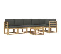 vidaXL Set di divani da esterno 7 pcs Bianco e Antracite Poliestere, Set da giardino, divano moderno all'aperto, sezionale resistente, mobili in legno di acacia, posti a bordo piscina
