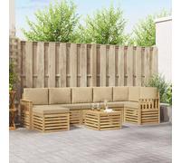 vidaXL Set di divani da esterno 7 pcs Bianco e Beige 59 x 59 x 37 cm