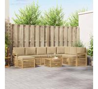 vidaXL Set divano da esterno 7 pezzi bianco e beige 59 x 59 x 37 cm poliestere, divano da giardino, set di divani da patio moderno, salotto resistente per un comodo appendere alla terrazza