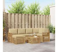 vidaXL Set di divani da esterno, 7 pezzi, beige, 59 x 59 x 37 cm, divano da giardino, set moderno e confortevole, posti relax sulla terrazza