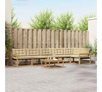 vidaXL Set di divani da esterno 7 pcs Bianco e Beige 79 x 79 x 37 cm, Divano da giardino, set moderno, lounge resistente, mobili per terrazza, comfort totale
