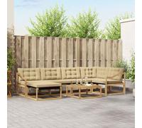 vidaXL Set di divani da esterno 7 pcs Bianco e Beige 79 x 79 x 37 cm