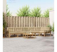 vidaXL Set di divani da esterno 7 pcs Bianco e Beige 79 x 79 x 37 cm