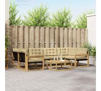 vidaXL Set di divani da esterno 7 pcs Bianco e Beige 79 x 79 x 37 cm, Divano moderno da giardino, mobile sezionale, lounge patio resistente, comodo per la terrazza