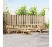 vidaXL Set di divani da esterno 7 pcs Bianco e Beige 79 x 79 x 37 cm