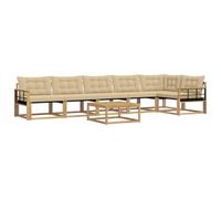 vidaXL Set di divani da esterno 7 pcs Bianco e Beige 79 x 79 x 37 cm, Divano da giardino, set moderno, lounge resistente, mobili per terrazza, comfort totale