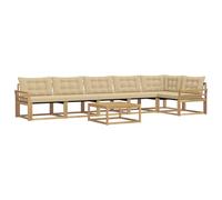 vidaXL Set di divani da esterno 7 pcs Bianco e Beige 79 x 79 x 37 cm, Divano da giardino, set moderno, lounge resistente, mobili per terrazza, comfort totale