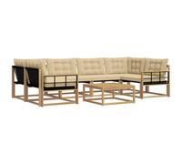 vidaXL Set di divani da esterno 7 pcs Bianco e Beige 79 x 79 x 37 cm, Divano moderno da giardino, mobile sezionale, lounge patio resistente, comodo per la terrazza