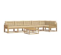 vidaXL Set di divani da esterno 7 pcs Bianco e Beige 79 x 79 x 37 cm, Divano Sezionale Moderno per Esterni, Set Patio Resistente, Lounge da Giardino, Mobili Ergonomici, Stile Acacia