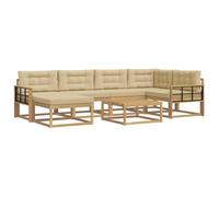 vidaXL Set di divani da esterno 7 pcs Bianco e Beige, Divano da giardino moderno, mobile da esterno resistente, arredo per piscina, seating flessibile e lounge anti intemperie
