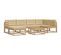 vidaXL Set di divani da esterno 7 pcs Bianco e Beige, Divano da giardino moderno, mobile da esterno resistente, arredo per piscina, seating flessibile e lounge anti intemperie