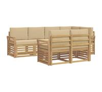 vidaXL Set di divani da esterno 7 pcs Bianco e Beige, Divano Sezionale Moderno da Giardino, Lounge Esterno, Set Soggiorno Comodo per Terrazza e Patio