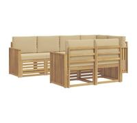 vidaXL Set di divani da esterno 7 pcs Bianco e Beige, Divano Sezionale Moderno da Giardino, Lounge Esterno, Set Soggiorno Comodo per Terrazza e Patio