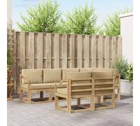 vidaXL Set di divani da esterno 7 pcs Bianco e Beige Poliestere, Mobili da esterno, set salotto moderno, divano sezionale resistente al tempo, posti per il tuo patio