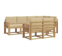vidaXL Set di divani da esterno 7 pcs Bianco e Beige Poliestere, Mobili da esterno, set salotto moderno, divano sezionale resistente al tempo, posti per il tuo patio