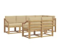 vidaXL Set di divani da esterno 7 pcs Bianco e Beige Poliestere, Mobili da esterno, set salotto moderno, divano sezionale resistente al tempo, posti per il tuo patio