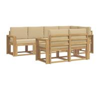vidaXL Set di divani da esterno 7 pcs Bianco e Beige Poliestere, Mobili da esterno, set salotto moderno, divano sezionale resistente al tempo, posti per il tuo patio