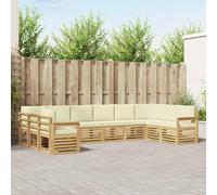 vidaXL Set divano da esterno 7 pezzi bianco e crema 363 x 187,5 x 73 cm, set di mobili da giardino, divano esterno moderno, comodo patio, mobili durevoli per terrazza