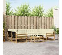 vidaXL Set di divani da esterno 7 pcs Bianco e Crema 79 x 79 x 37 cm, Divano moderno da giardino, mobile sezionale, lounge patio resistente, comodo per la terrazza