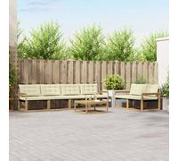vidaXL Set di divani da esterno 7 pcs Bianco e Crema 79 x 79 x 37 cm, Divano da giardino, set lounge moderno, sezionale per patio, comodo per il terrazzo