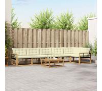 vidaXL Set di divani da esterno 7 pcs Bianco e Crema 79 x 79 x 37 cm, Divano da giardino, set moderno, lounge resistente, mobili per terrazza, comfort totale