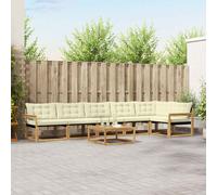 vidaXL Set di divani da esterno 7 pcs Bianco e Crema 79 x 79 x 37 cm, Divano da giardino, set moderno, lounge resistente, mobili per terrazza, comfort totale