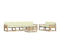 vidaXL Set di divani da esterno 7 pcs Bianco e Crema 79 x 79 x 37 cm, Divano da giardino, set lounge moderno, sezionale per patio, comodo per il terrazzo