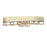 vidaXL Set di divani da esterno 7 pcs Bianco e Crema 79 x 79 x 37 cm, Divano da giardino, set moderno, lounge resistente, mobili per terrazza, comfort totale