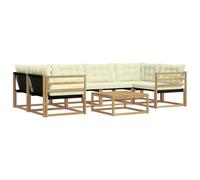 vidaXL Set di divani da esterno 7 pcs Bianco e Crema 79 x 79 x 37 cm, Divano moderno da giardino, mobile sezionale, lounge patio resistente, comodo per la terrazza