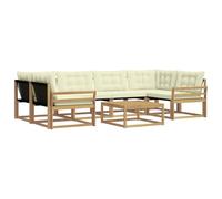 vidaXL Set di divani da esterno 7 pcs Bianco e Crema 79 x 79 x 37 cm, Divano moderno da giardino, mobile sezionale, lounge patio resistente, comodo per la terrazza