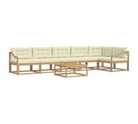vidaXL Set di divani da esterno 7 pcs Bianco e Crema 79 x 79 x 37 cm, Divano Sezionale Moderno per Esterni, Set Patio Resistente, Lounge da Giardino, Mobili Ergonomici, Stile Acacia