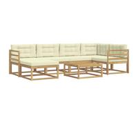 vidaXL Set di divani da esterno 7 pcs Bianco e Crema, Divano da giardino moderno, mobile da esterno resistente, arredo per piscina, seating flessibile e lounge anti intemperie