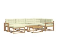 vidaXL Set di divani da esterno 7 pcs Bianco e Crema, Divano da giardino moderno, mobile da esterno resistente, arredo per piscina, seating flessibile e lounge anti intemperie