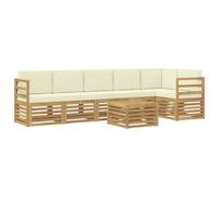 vidaXL Set divano sezionale con cuscino 7 pcs Bianco e Crema, Set di divani da giardino moderni, mobili da esterno in acacia, comfort e relax per il tuo patio