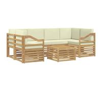 vidaXL Set di divani da esterno 7 pcs Bianco e Crema Poliestere, Divano sezionale da giardino, mobile lounge resistente, set per patio moderno perfetto per vivere all'aperto