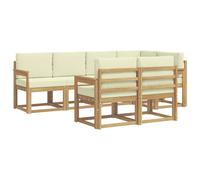 vidaXL Set di divani da esterno 7 pcs Bianco e Crema Poliestere, Mobili da esterno, set salotto moderno, divano sezionale resistente al tempo, posti per il tuo patio
