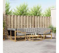 vidaXL Set di divani da esterno 7 pcs Bianco e Grigio Chiaro, Divano moderno da giardino, mobile sezionale, lounge patio resistente, comodo per la terrazza