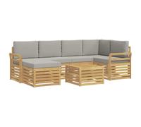 vidaXL Set di divani da esterno 7 pcs Bianco e Grigio Chiaro, Divano da esterno, set di mobili moderno, comodo lounge da giardino, posti a sedere per rilassarsi in terrazza