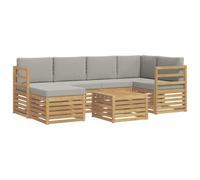 vidaXL Set di divani da esterno 7 pcs Bianco e Grigio Chiaro, Divano da esterno, set di mobili moderno, comodo lounge da giardino, posti a sedere per rilassarsi in terrazza