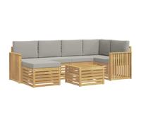 vidaXL Set di divani da esterno 7 pcs Bianco e Grigio Chiaro, Divano da esterno, set di mobili moderno, comodo lounge da giardino, posti a sedere per rilassarsi in terrazza