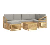 vidaXL Set di divani da esterno 7 pcs Bianco e Grigio Chiaro, Divano da esterno, set di mobili moderno, comodo lounge da giardino, posti a sedere per rilassarsi in terrazza